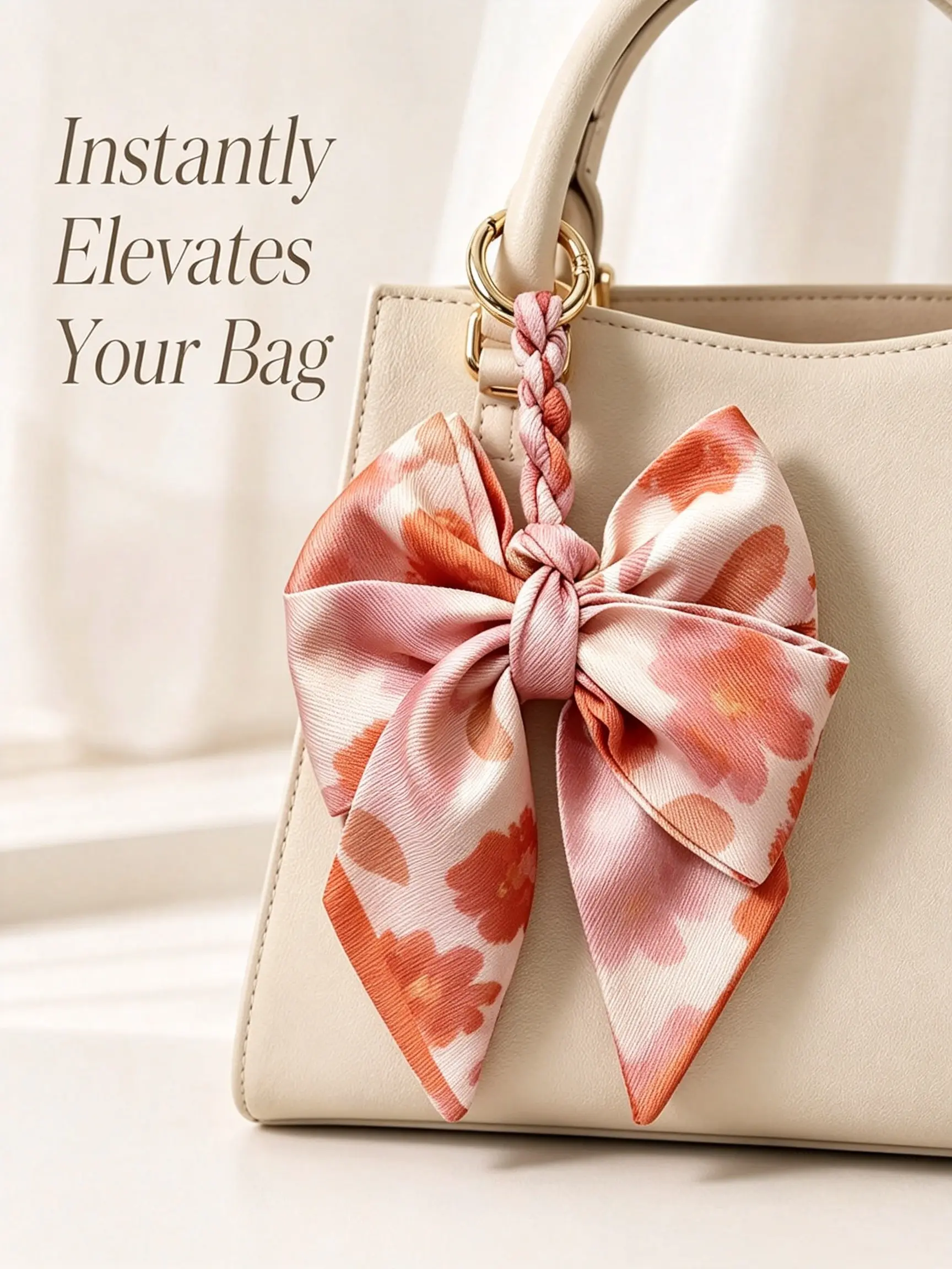 Handmade Braided Two-Layer Bow Bag Charm, Elegant Accessory for Bags, Unique Handcrafted Design, Perfect for Stylish
