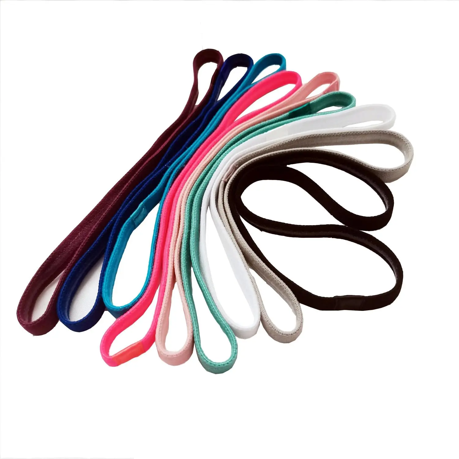 9 count Elastic Thin Headbands, Stretchy Skinny  Athletic Hair Bands for Women Men Girls Boys Teen - Black, White, Gray