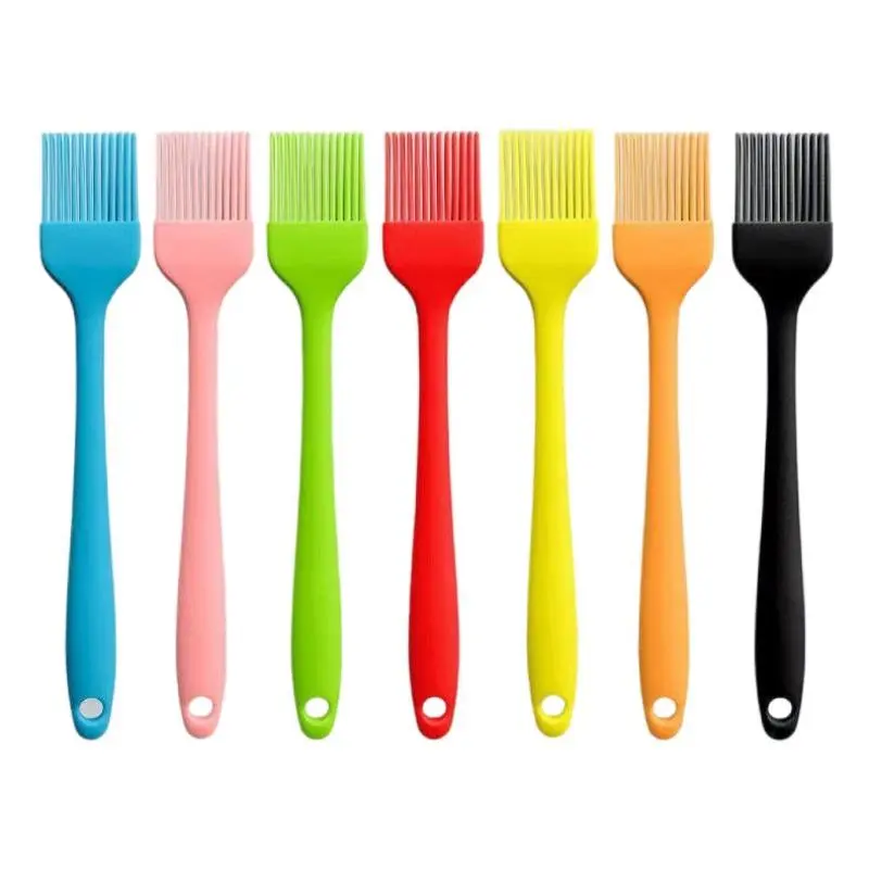 2Pcs Heat Resistant Silicone Basting Brush, Multipurpose Kitchen Oil Brush, Essential Cooking Baking Barbecue Grill Utensil