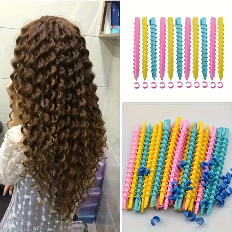 26pcs Multicolor Spiral Hair Curlers Suitable for Salon & Home Use - Hot-Resistant Plastic Rollers with Spiral, Hot Pink/Yellow/Teal Suitable for Women's Normal Hair, Portable Lightweight Wave Curlers for DIY Hairstyling Tool for Hair Curler Set