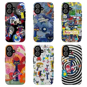 Maximalist Pete the Cat Print Cover | Playful Art Design ,For iPhone 17 Pro Max 16 15 14 13 12 11 for Samsung S21 S22 S23 S24 S25 Phone Case|Gift for him and her,Phone Accessories