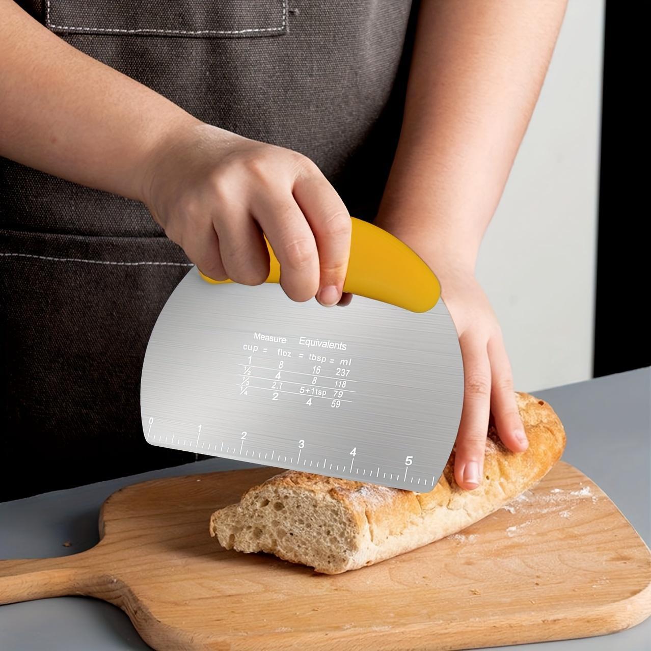 1pc, Dough Scraper, Stainless Steel Cutter, Food Scraper, Pastry Dividing Tool, Western Pastry Bread Dividing Board, Baking Tool, Kitchen Gadget