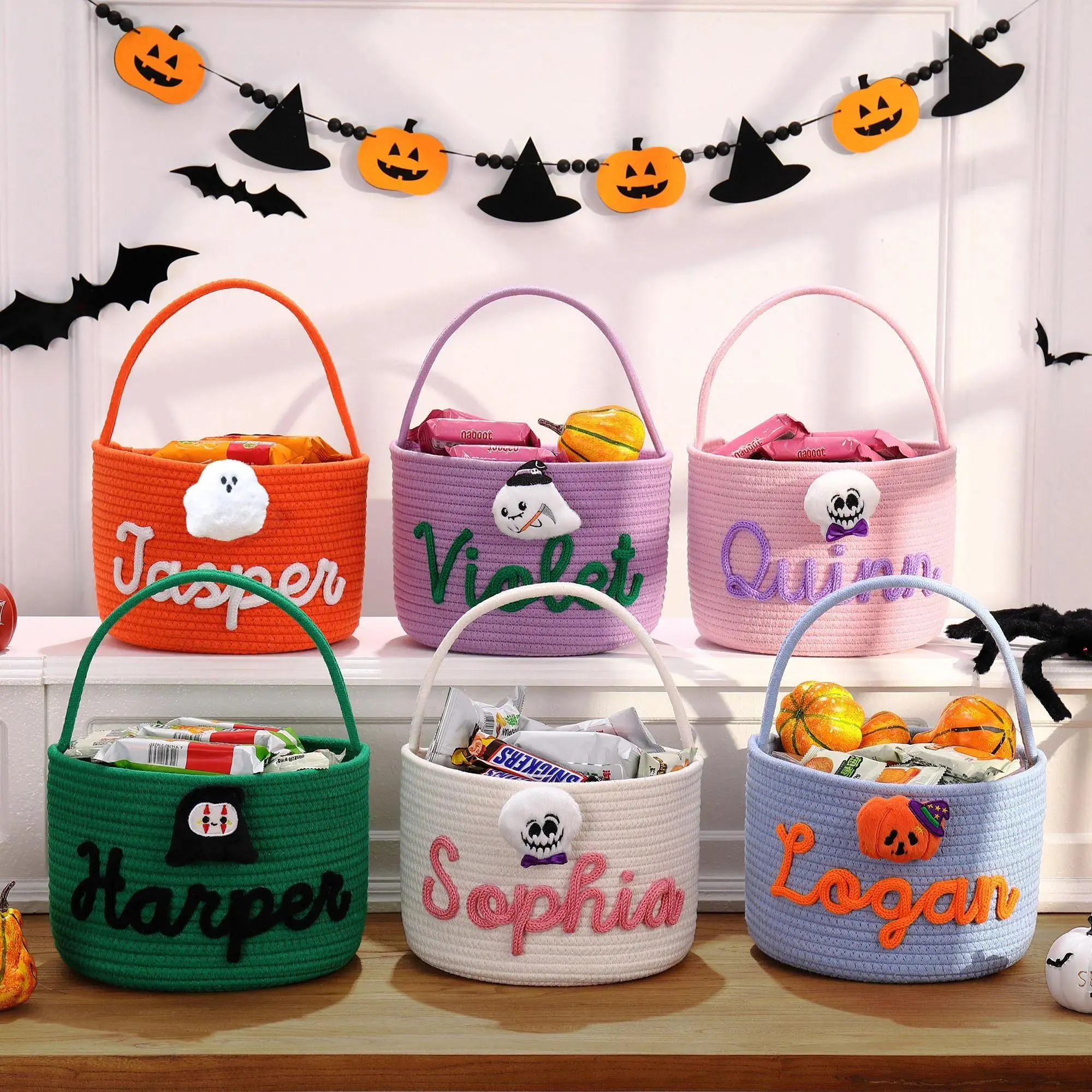 AS1025 Personalized Custom Name Basket Halloween Accessories Handbag Exclusive Gift Halloween