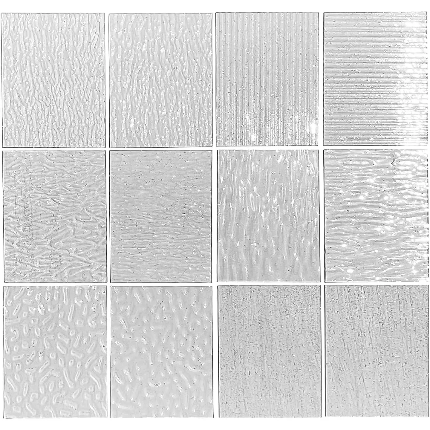 12-Pack 6"x4" Stained Glass Sheets, Cathedral Panels for Easy Cutting and Vibrant-Color DIY & Mosaic Crafts (Mixed Clear)