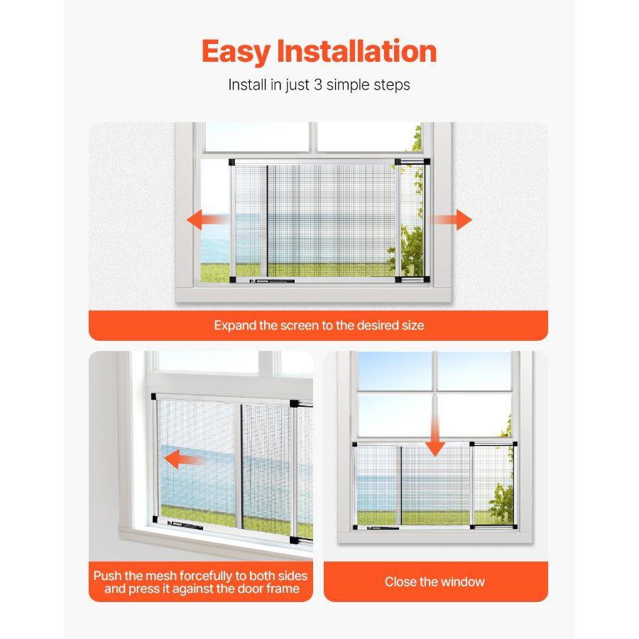 VEVOR Adjustable Window Screen, 15 Hx 21 - 40 W, 2 Packs Expandable Windows Screens with Aluminum Frame and Durable Mesh, Horizontal Convert to Vertical Adjustable Installation, for Home House