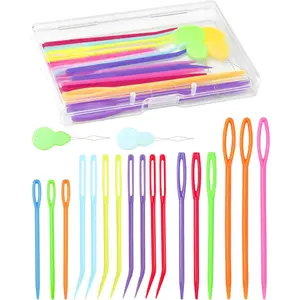 FIVEIZERO 19 Pcs Yarn Needles Set, Assorted Yarn Needles Bent Tapestry Needle Weaving Needle Darning Needles Plastic Needles Large Eye Blunt Knitting Needles for Sewing Crochet