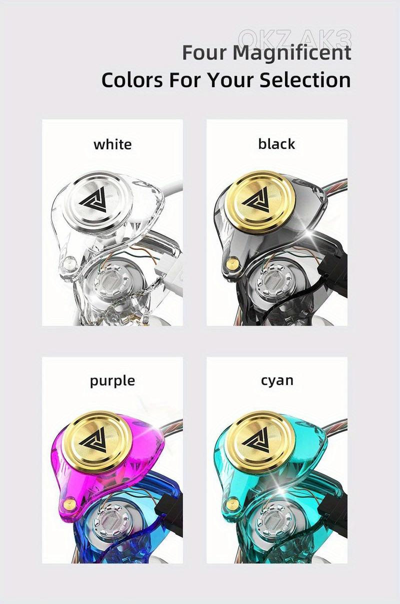 QKZ-AK3/AK6 Wired In-Ear Earphones with Mic – HiFi Subwoofer, Noise Cancelling, 3D Stereo Sound for Gaming, Sports & Gym