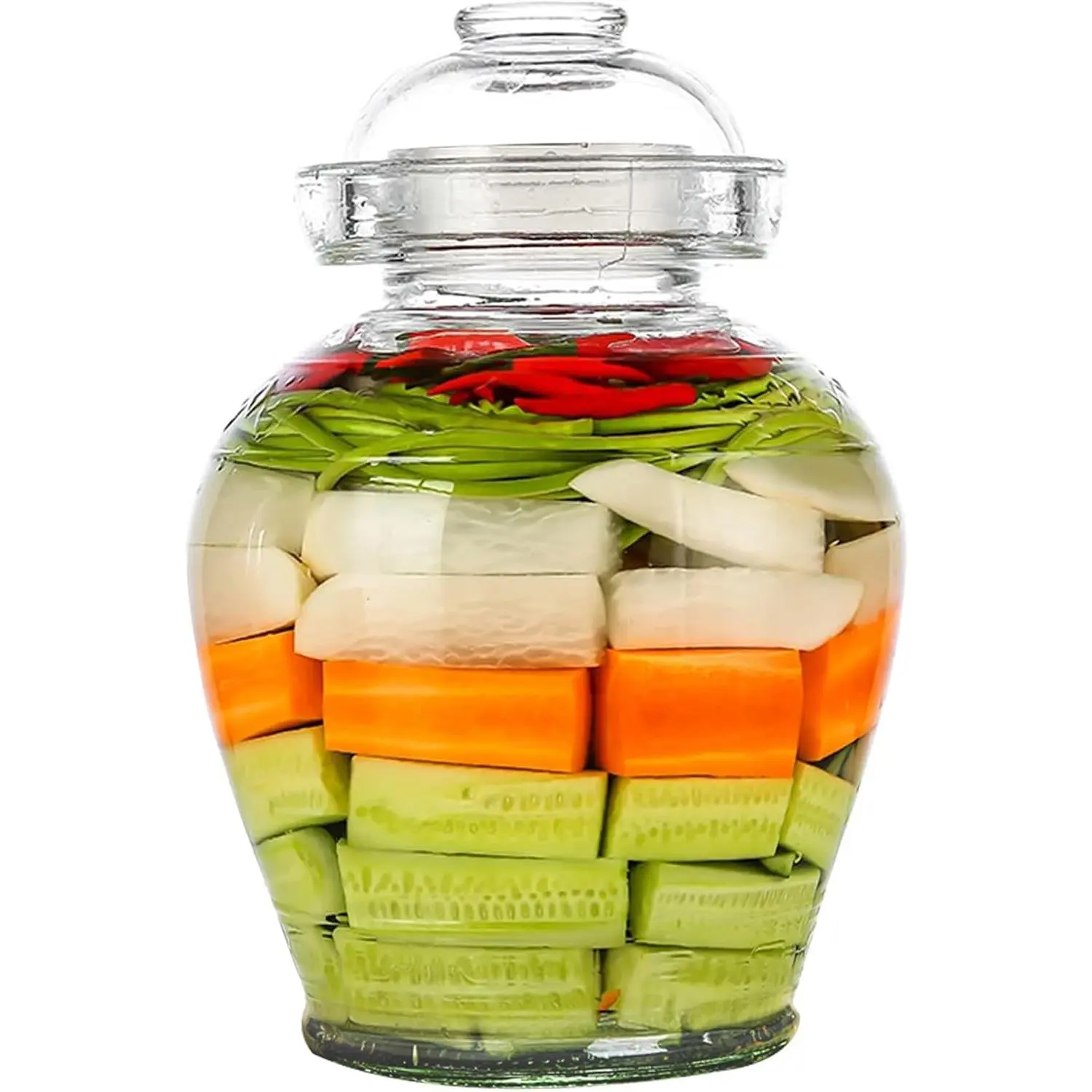 Traditional Glass Fermenting Jar 5 Liter With Lid, Glass Fermentation  for Pickling Kimchi Sauerkraut,VHF-002