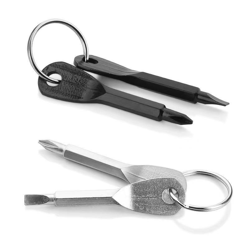 Portable Mini Screwdriver (2pcs), Camping Mini Screwdriver Keychain, Portable Cross & Flat Screwdriver Key Ring Tool, High Quality Hardware