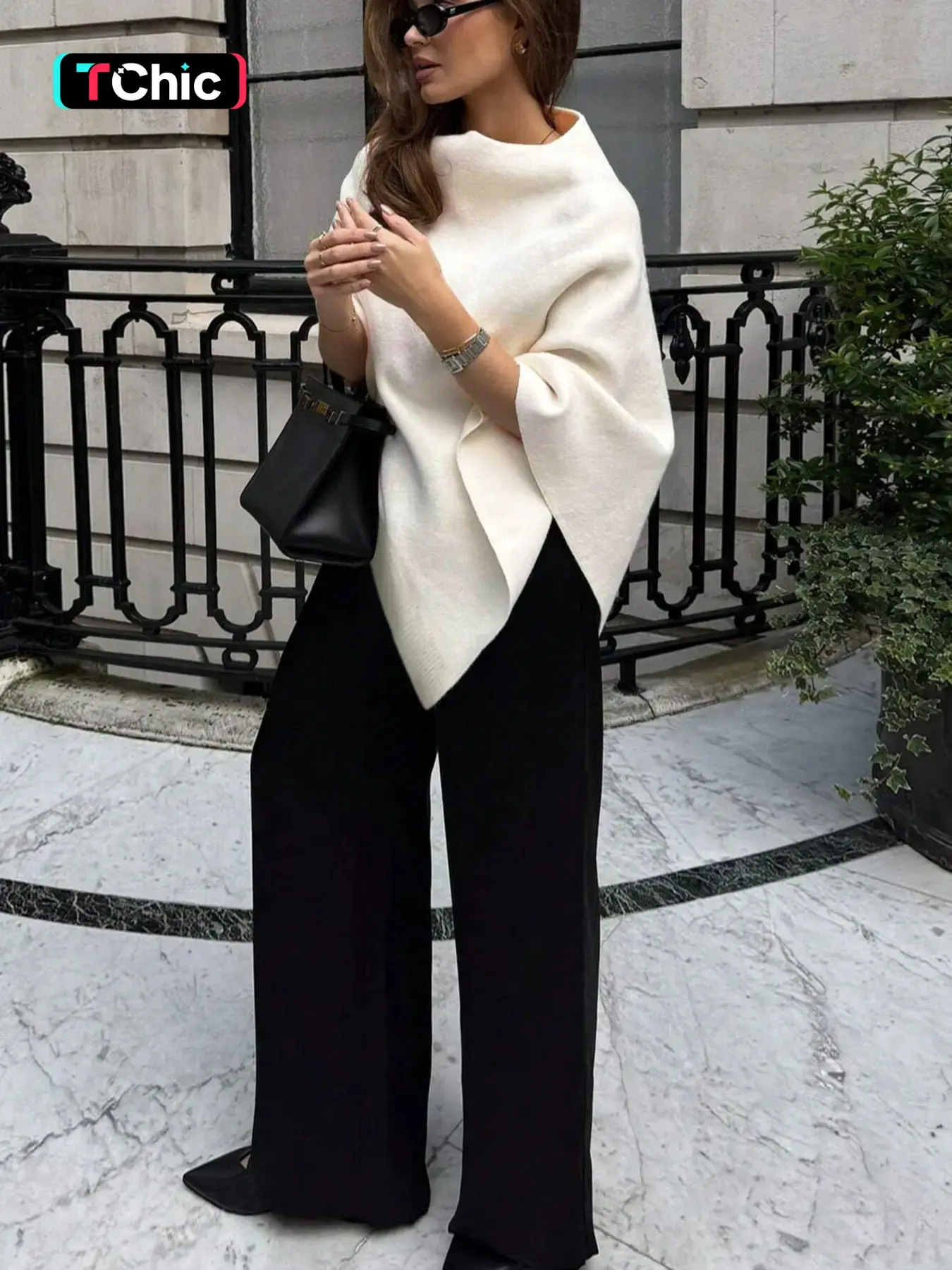 Women's Elegant Loose Solid Color Knitted Fashion Shawl, Fall & Winter Medium-Weight Knit Wrap, Stylish Versatile Accessory for Women