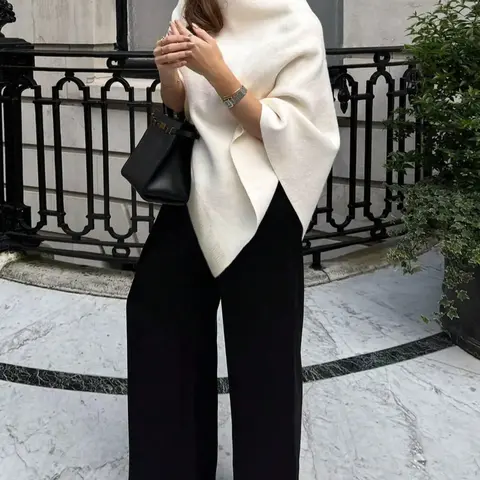 【Biack Friday】Women's Plain Loose Elegant Fashion Sweater Shawl, Fall & Winter Moderate Fabric Knit Wrap, Stylish Versatile Accessory for Ladies Loose Fit Shawl