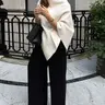 【Black Friday】Women's Plain Loose Elegant Fashion Sweater Shawl, Fall & Winter Moderate Fabric Knit Wrap, Stylish Versatile Accessory for Ladies Loose Fit Shawl