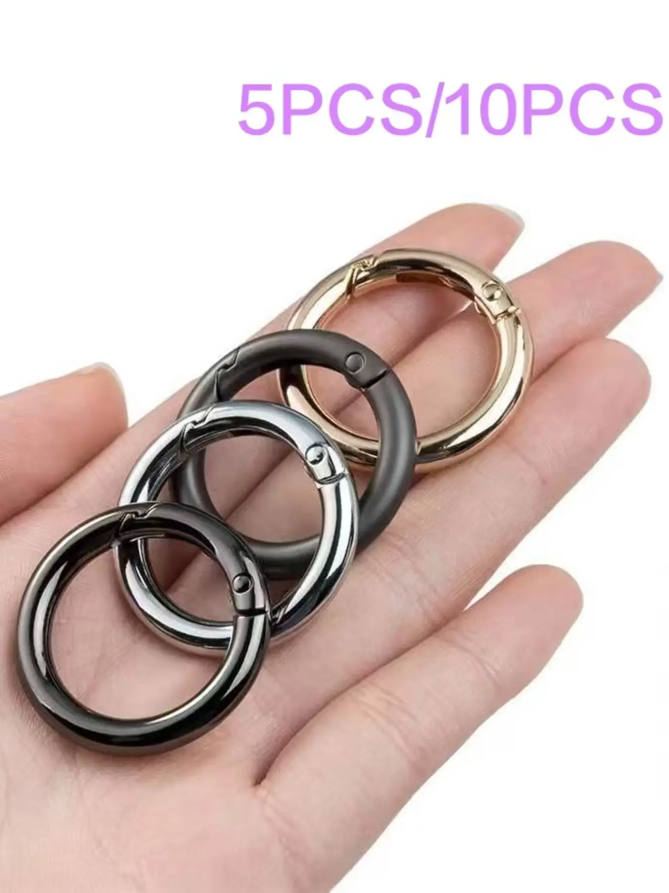 [5pcs Metal O-ring Buckle] 5pcs/lot Metal O-ring, spring buckle, can be opened, round safety buckle, keychain, bag clip hook, dog chain buckle, DIY connector, DIY Wallet Making