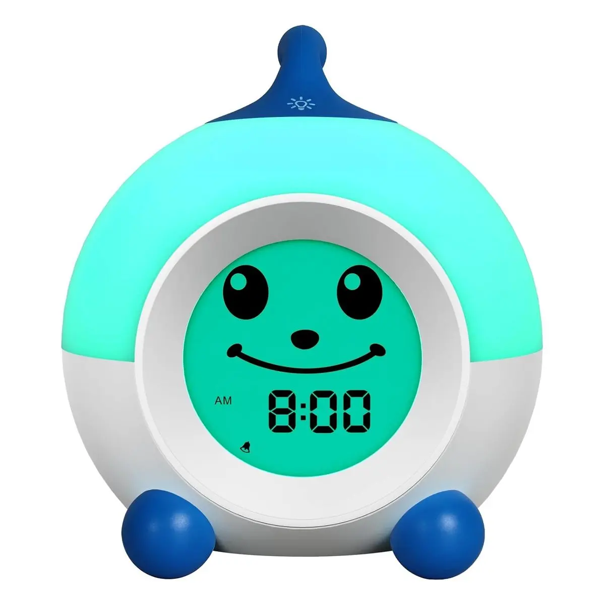 Toddler Sleep Trainer Alarm Clock, Red Green Light and Emoji Night Light with Auto-Off Timer, for Kids 2-10 Years Old