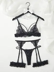 Women's Underwear Set (wireless Thong Garter Belt Leg Ring) Four-Piece, Comfortable Breathable Fabric, Daily Essential, Romantic Night Choice