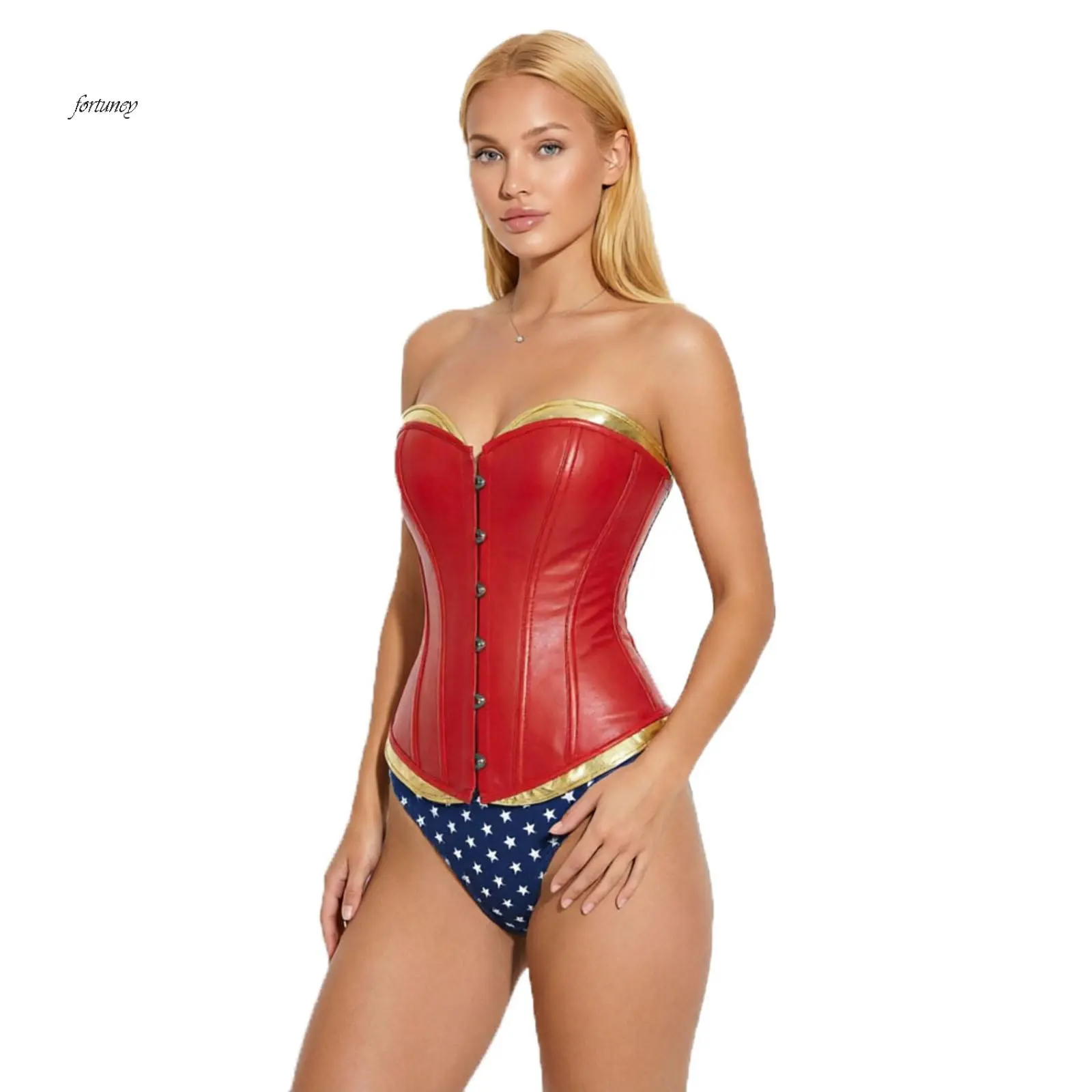 Women’s 2 Piece Cosplay Outfits Strapless Overbust Corset Tops + Shorts Set