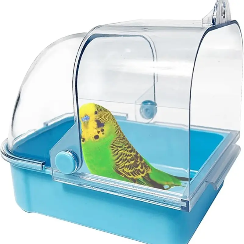 Parrot Bath Tub for Budgies, Lovebirds, Cockatiels, Outdoor Hanging Bird Grooming Shower Box, Safe and Easy to Use, Convenient Cleaning