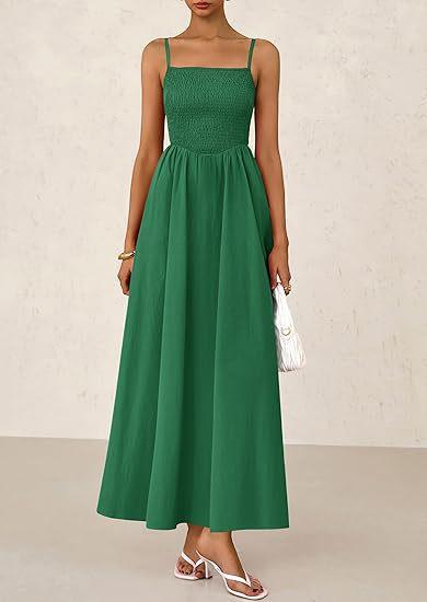 Sleeveless Suspender Solid Color Stitching A-line Beach Vacation Dress Women's Thin Shoulder Pleated Vest Pocket Commuting Dress