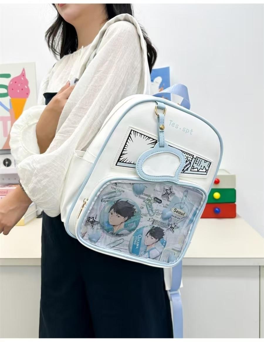 Y2k Anime Ita Backpacks Girls Transparent Bag Students DIY Display Schoolbag Cute Large Capacity Rucksack Casual Travel Knapsack