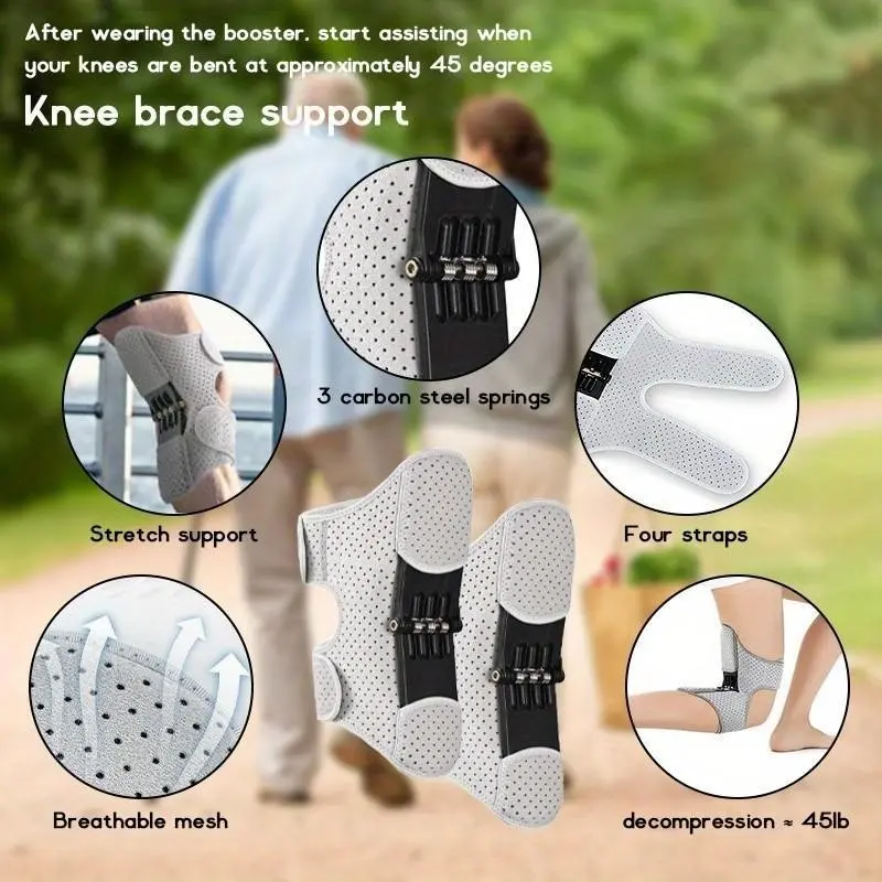 2 Pieces Knee Support Set for Spring, Dual-Axis Joint Support System, Non-Slip Straps, Ideal for Osteoarthritis, Running, Yoga
