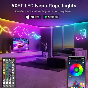 24V RGB LED Neon Light Strip - Cross-Border Seller, IP65 Flexible, Remote & APP Control for Sports & Outdoor Strength Training