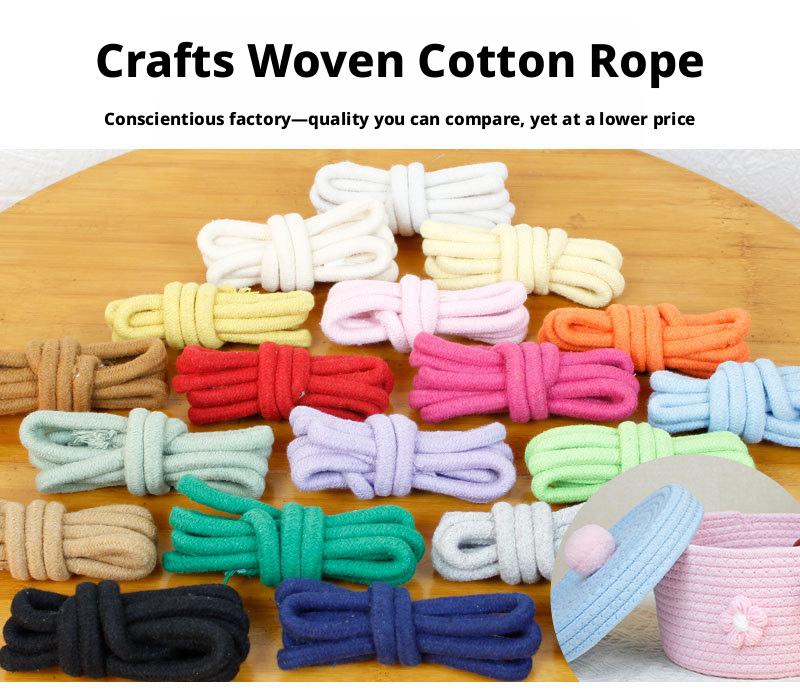8mm*10meters core-spun cotton rope for DIY weaving, round drawstring, pull cord, craft cord, drawstring cord.