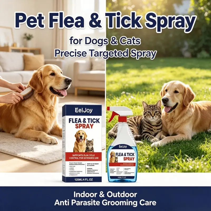 Pet Flea & Tick Spray for Dogs & Cats, Precise Targeted Spray, Indoor & Outdoor Anti Parasite Grooming Care
