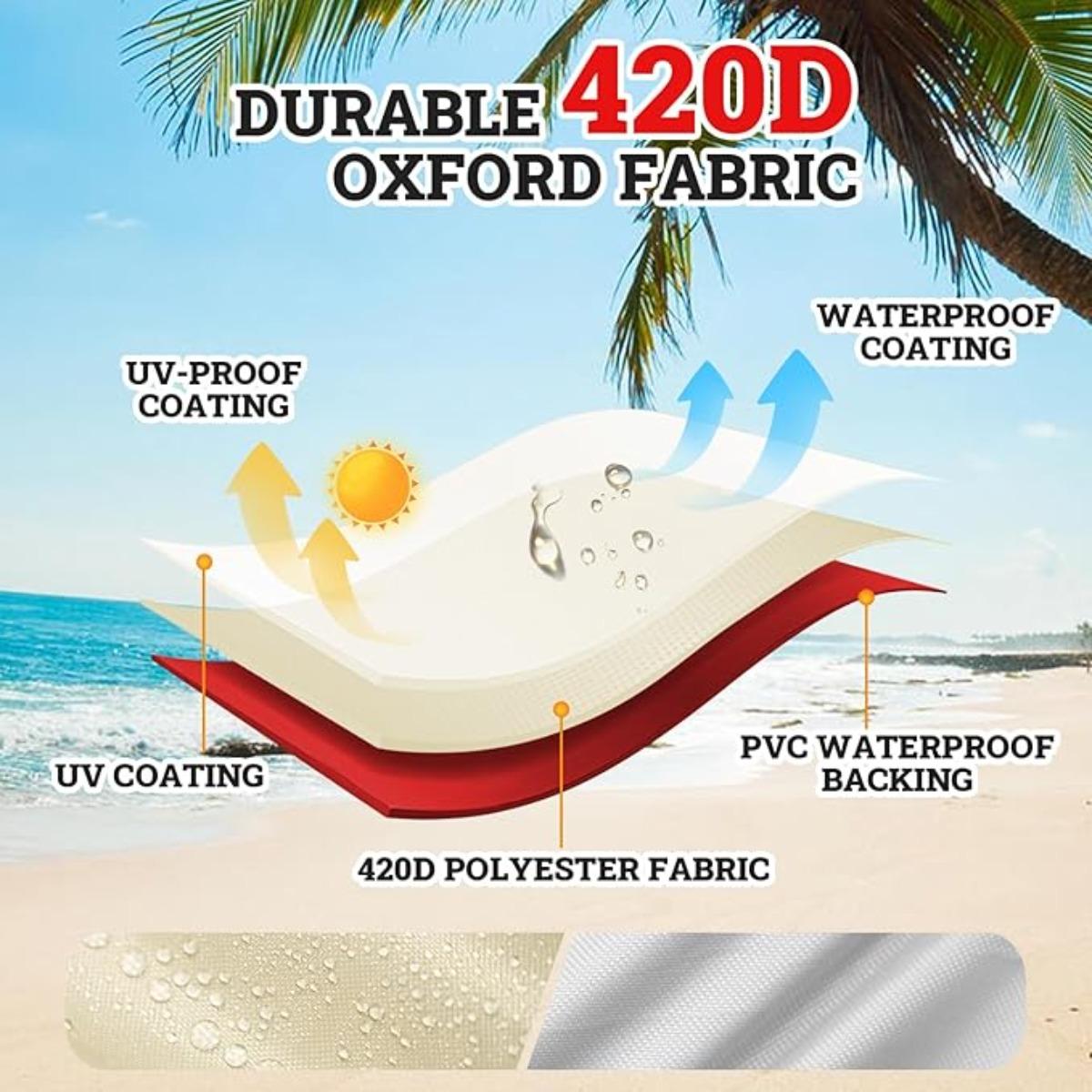 2 Pack Zero Gravity Folding Chair Cover 420D Outdoor Folding Recliner Chair Covers Waterproof Patio Lawn Furniture Protector 32" x 37" Beige