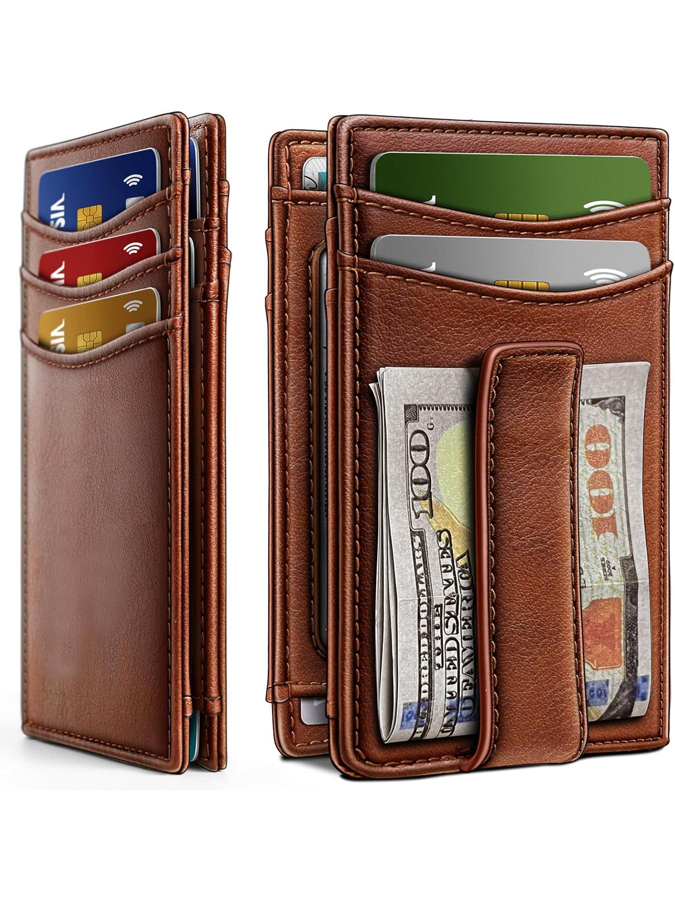 2026 New Magnetic Slim Wallet for Men, Leather Card Holder with Rfid Protection, Holds 12 Cards and Cash, Minimalist Design for Everyday Use
