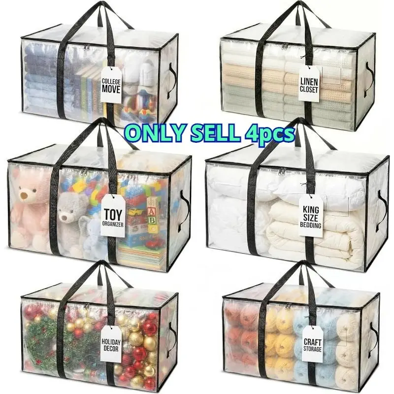 ClearSpace Oversized Heavy Duty Moving Storage Bags Multi Purpose Storage With Backpack Straps Zippers Handles Foldable Waterproof Packing Totes For Moving College Dorm Bedding Clothes Christmas Decorations