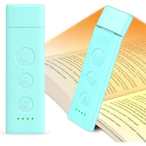 Book Light Rechargeable, Eye Caring 3-Color & 5-Brightness Clip  LED Reading Light for Books in Bed- Stepless Dimming, Long Lasting, Compact Size Flexible Book Lamp for Bookworms-Blue