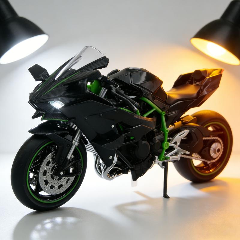 1:12 Scale Diecast Motorcycle Model - Zinc Alloy Collectible Toy! Features Suspension, Free - Roller, Push - Back & Non - Rechargeable Button Battery. Black, Sleek Modern Design for Diecast Enthusiasts!