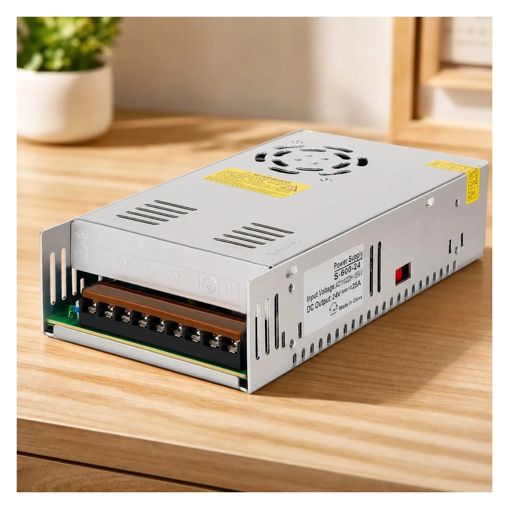 24V 25A 600W DC Switching Power Supply Adapter PSU AC-DC 110V/220V Industrial Transformer Converter SMPS for LED Lights, Printers, Motors, Pumps, Amplifiers, Heaters & MoreGift