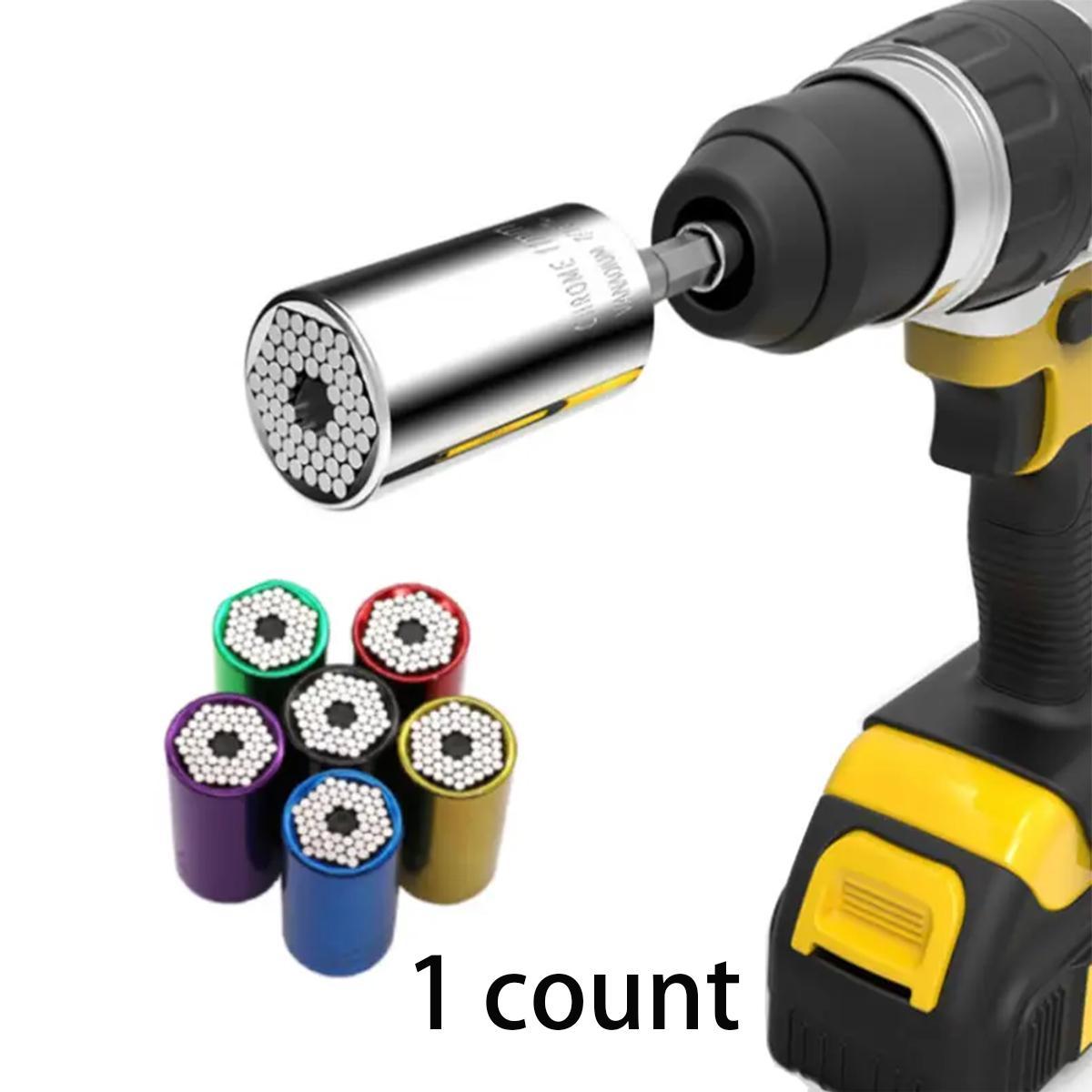 Super Universal Socket Tool, 1 Count Socket Set with Power Drill Adapter, Cool Stuff Gadgets for Men Women Birthday Gift for Dad Fathers Husband