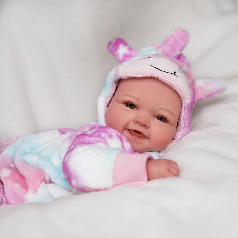 17 Inch Realistic Reborn Doll, 1 Set Lifelike Newborn Doll with Clothes & Accessories, Lovely Companion Toys for Birthday Gifts, Soft Cuddly Gift