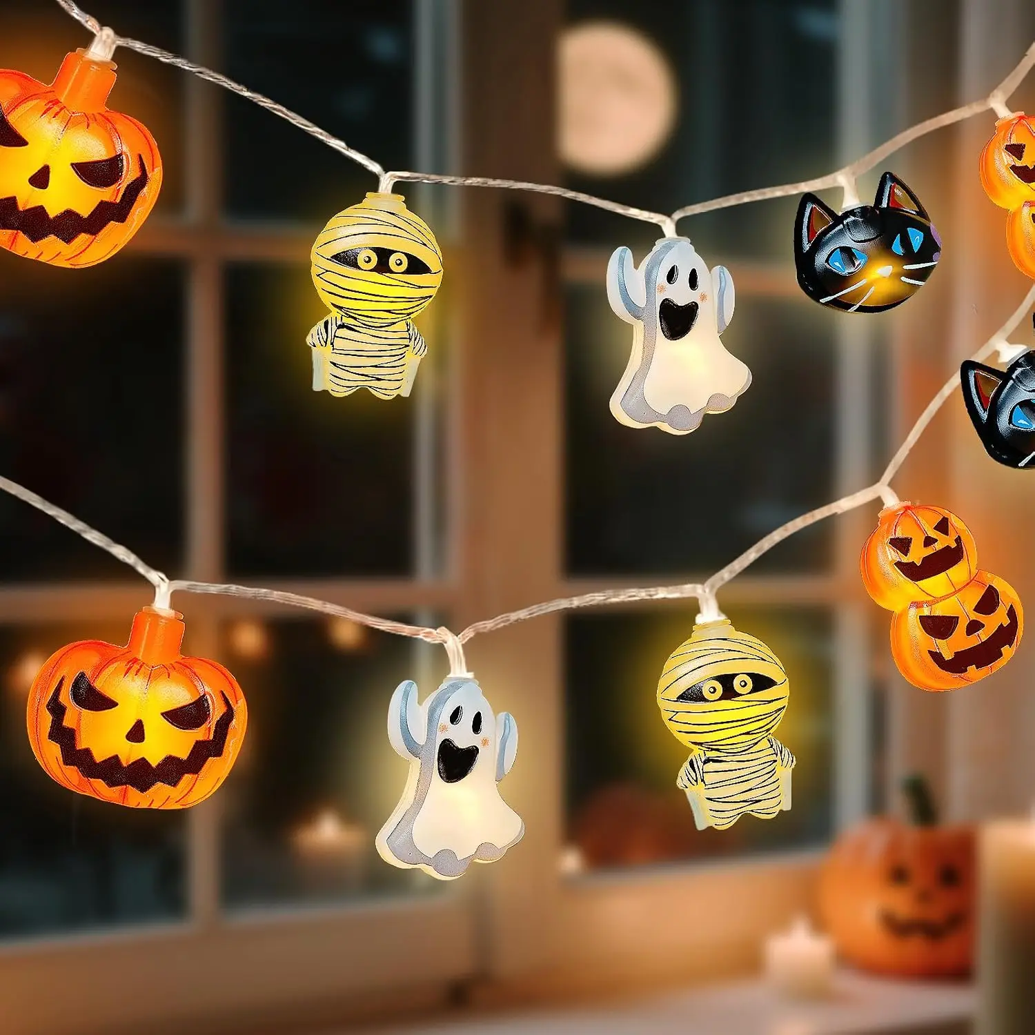 Halloween String Lights Indoor: 9.84 FT 20 LED  Operated Pumpkin   Lighted Decorations – 8 Modes  Timer for Window Porch House Room Bedroom Party Decor