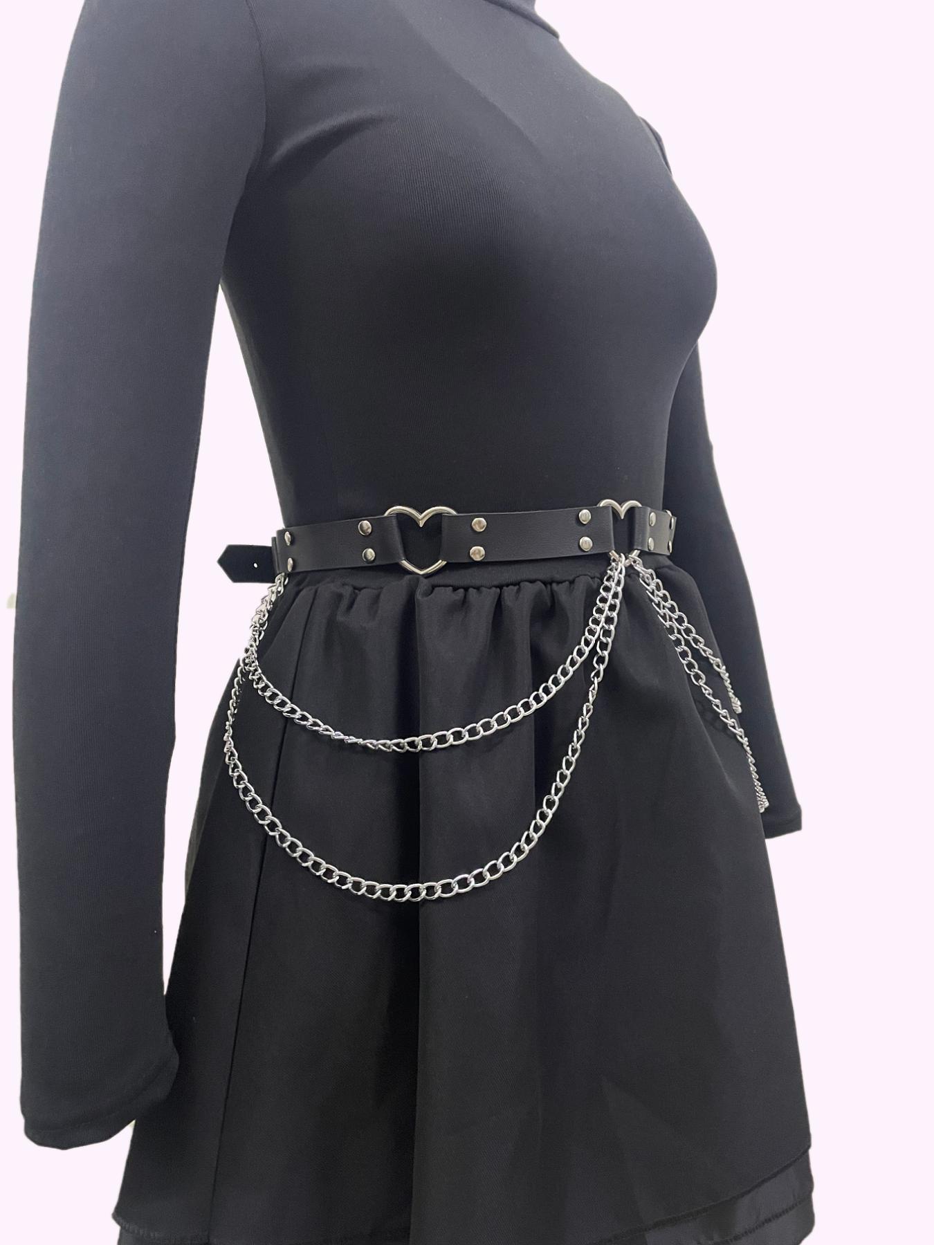 Women's Heart Decor Chain Belt, Fashionable Punk Style Waist Belt for Party, Everyday Accessories, Trendy All-match & Exquisite Belt for Birthday Gift, Casual Dress Belt, Stylish Belts