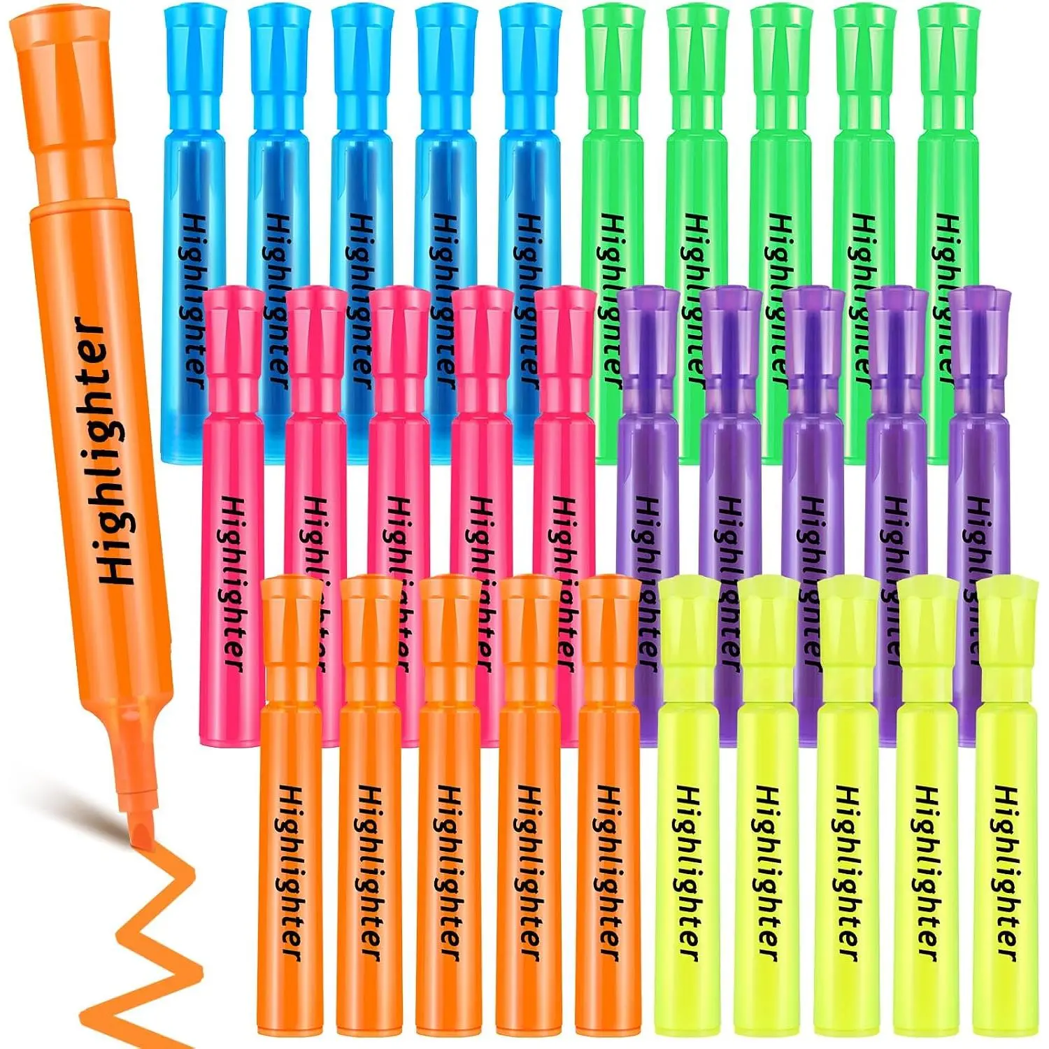 30 Pack Highlighters Bulk,  Style Chisel Tip Highlighters Markers Pack Quick Drying for Adult Coloring,  Office Supplies (Multicolored)