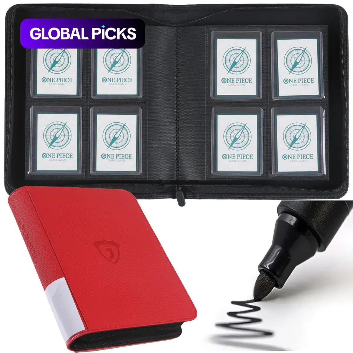 Toploader Binder, Holds 128 Top Loaders, 4 Pocket Design for 3"x4" Rigid Card Holders, Ideal for Trading & Sports Cards, Trading Card Storage, Tcg Storage, Trading Card Organizer #GLOBAL PICKS