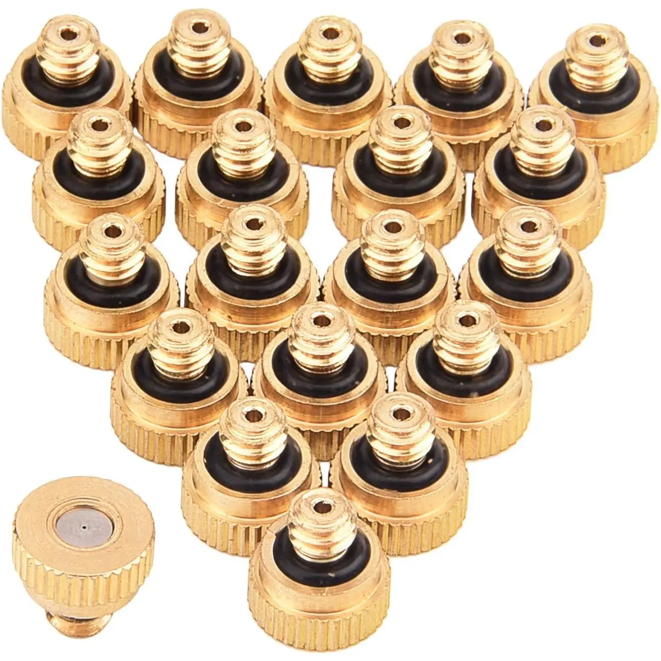 20 Pack Brass Misting Nozzles for Outdoor Cooling System and Dust Control, 0.012 Inch Hole (0.3 mm) 10/24 UNC