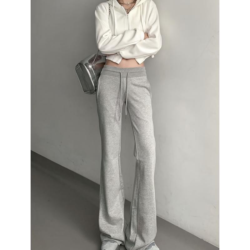 Drawstring Flare Leg Pants, Casual Forbidden Pants For Spring & Summer, Women's Clothing