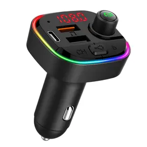 Bluetooth FM Transmitter for Car, QC3.0 & USB-C PD 18W Quick Charger & 7 Colors LED Backlit Car Radio Bluetooth Adapter, MP3 Music Player with EQ Mode, Supports USB Disk, Fast Charge, Multi Usb Ports