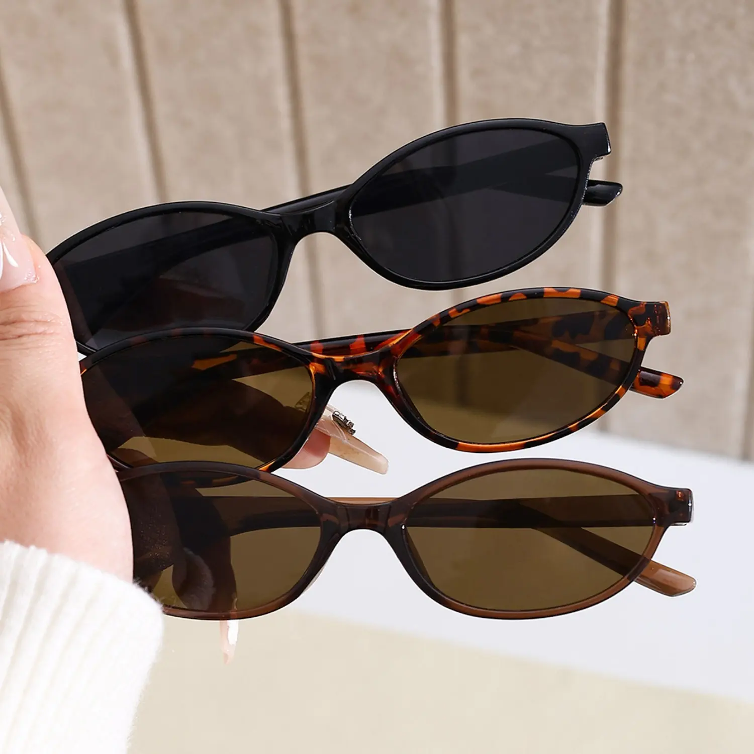 3PC Retro Oval Sunglasses for Women Pack Small Cat Eye Sun Glasses, Vintage 90s Narrow Tortoise Shell Shades, Trendy UV400 Protection Eyewear, Summer Beach Travel Party