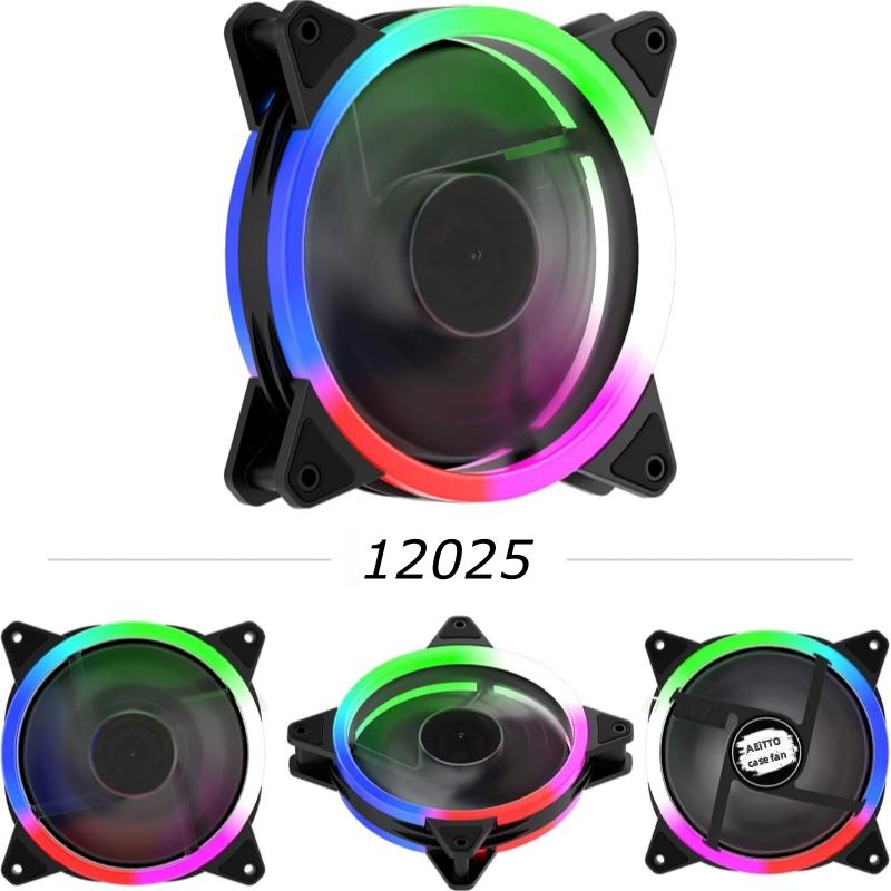 AEITTO PC Case Cooling Fan Light Synchronization RGB Case Fan 4.72 inch Silent Powerful Cooling Low Noise Cooling Desktop Computer Cooling Fan, 6-pin Interface Fan - Suitable for Desktop Tower Cooling