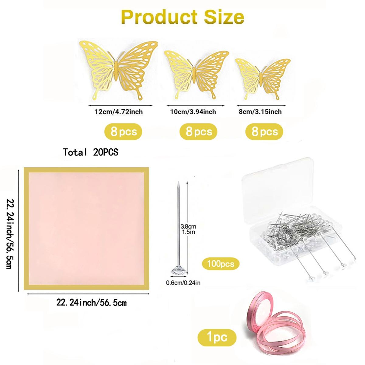 Flower Bouquet Wrapping Kit, Bouquet Wrappers, 145pcs/set Including 100pcs Crystal Rhinestone Decorative Head Pins & 20pcs Gold Edge Roll Paper & 24pcs 3D Butterfly Shape Paper & 1 Roll Ribbon, Wedding & Birthday Party Decoration Supplies