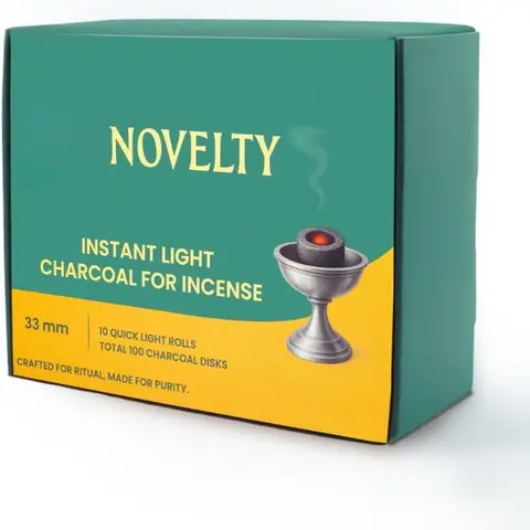 Novelty Incense Charcoal Discs, 100 Tablets (33mm) for Frankincense, Myrrh, Copal and Resin Burning, Even Clean Burn, Foil Sealed Rolls