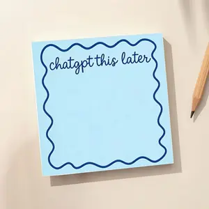 Fun "ChatGPT Later" Notepad, AI-Inspired Notebook, Aesthetic Blue Wave Border Stationery, 50 Sheets of Productivity Notepaper, Tech Enthusiast Office Decor, Creative Student Gift