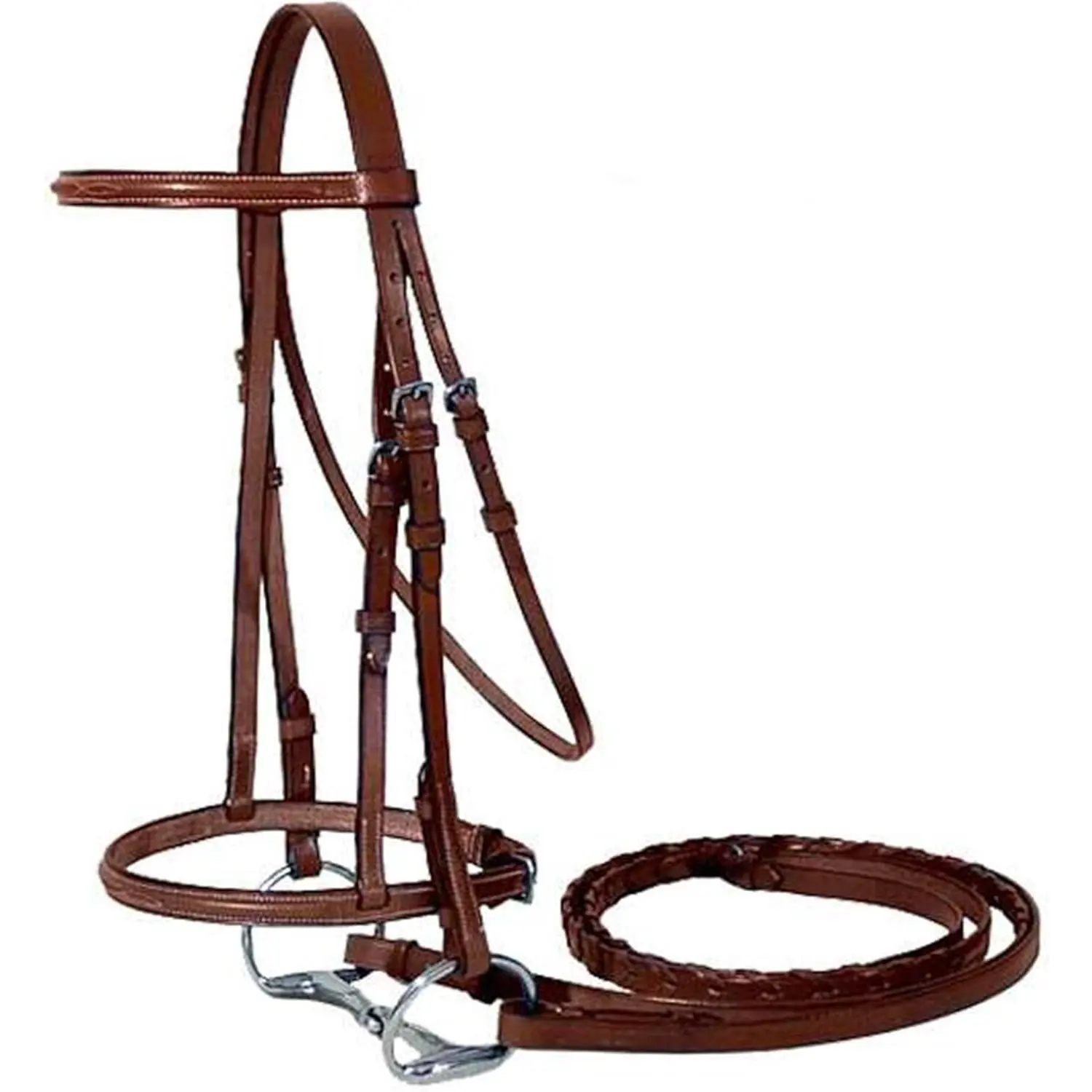 Real Leather English Schooling Bridle with Raised Stitch, Fancy Lacing Reins, Stainless Steel Hardware, Attractive and Functional Design for Everyday Use, 1-Year Warranty, High-Quality Hardware