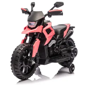 6V Electric Ride-On Motorcycle with Training Wheels – Headlights, Music, Adjustable 2-5mph Speed – Battery Powered Motorbike Toy
