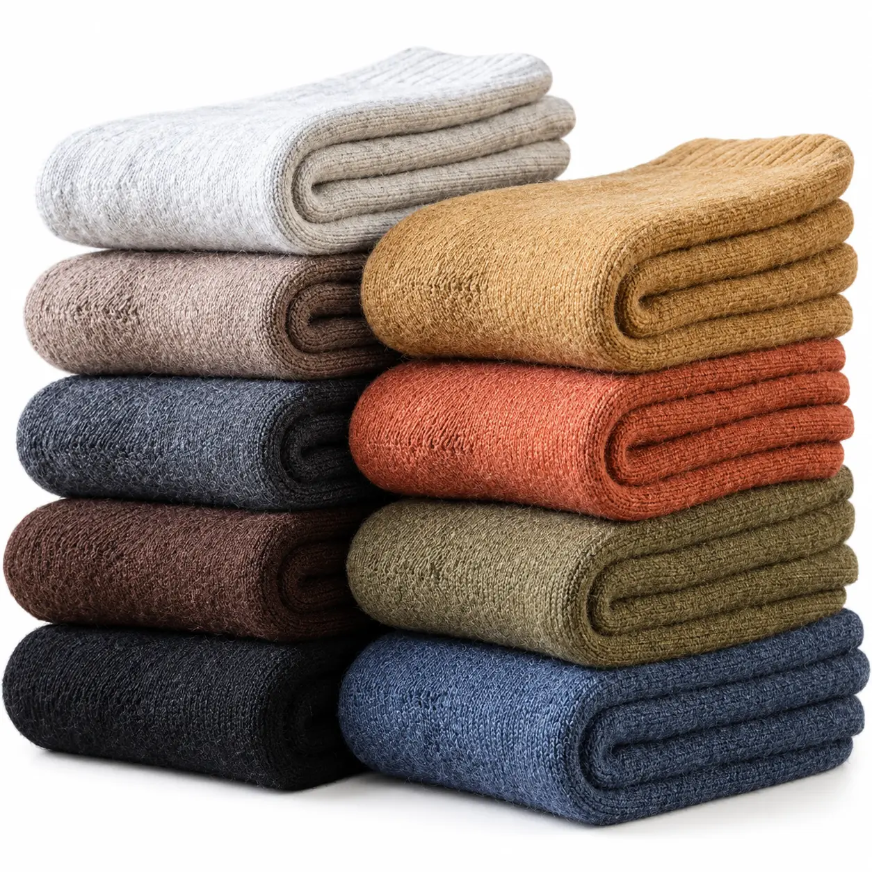 Unisex Thermal Socks 10 Pack Thick Warm Terry Loop Socks Lined Mid Calf Winter Socks Cozy Cotton Style Boot Socks for Home Work Hiking Everyday Wear